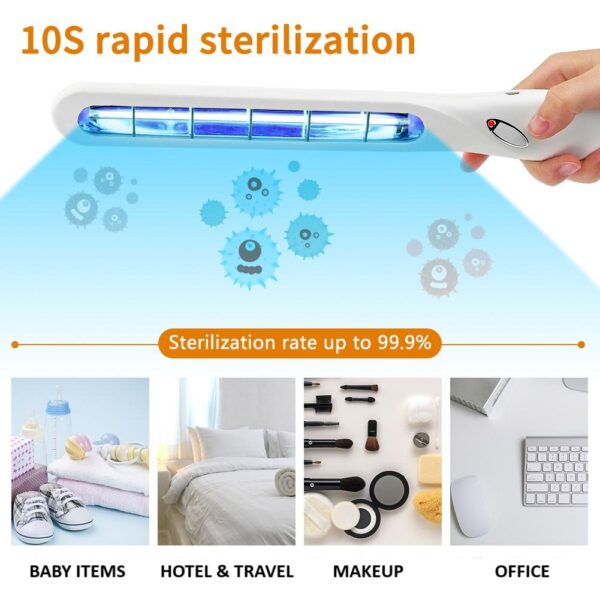 UV-C Dual Usage Germicidal 5W Quartz Lamp Wand With Foldable Case, Anti UV-C Glasses. Professional Portable Ultraviolet Sterilizer/Sanitizer - Image 2