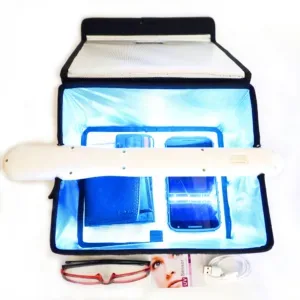 Internal View of Active 5W UV-C Quartz Wand with Integrated Reflector and Enclosed Treatment Chamber during 254nm Irradiation Cycle
