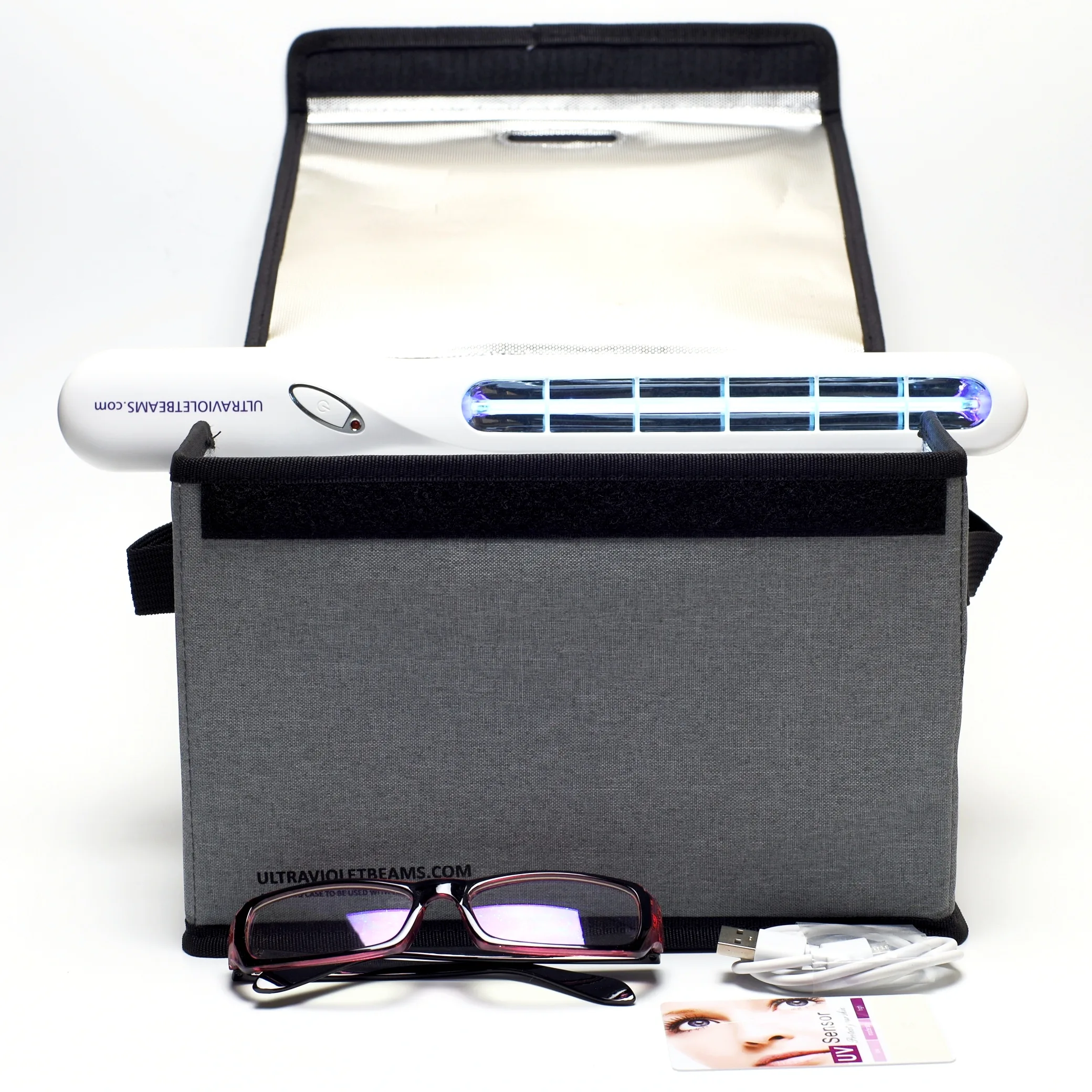 Professional 5W UV-C Quartz Wand with Foldable Enclosed Treatment Chamber and Anti-UV-C Safety Glasses