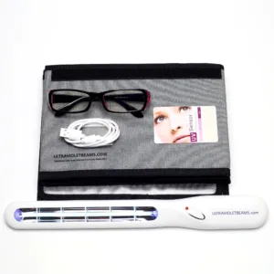 Professional 5W UV-C Quartz Wand Accessories: 254nm UV Sensor Card, Anti-UV Safety Glasses, and USB Charging Cable