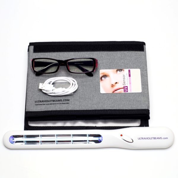 USA's Most Powerful & Effective Rechargeable Ultraviolet Sterilizer/Sanitizer Wand With Collapsible Box.UV-C Germicidal 5W Quartz Lamp With Foldable Box & Anti UV-C Glasses. 2 in 1 utility! Sanitizing wand and bag combo