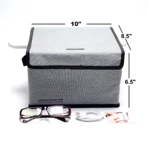 Dimensions for 5W UV-C Quartz Lamp and Foldable 254nm Treatment Case with UV Sensor Card and Safety Glasses